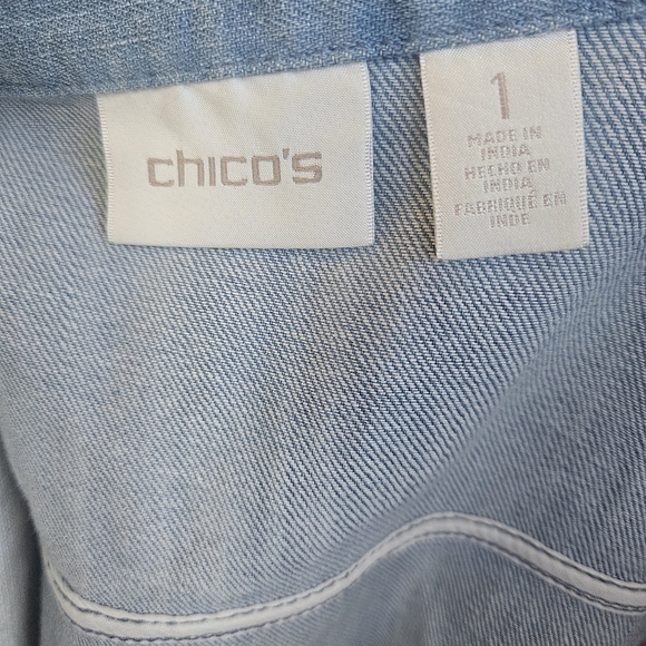 Chico's Silver Sequin Jean Jacket - Picture 2 of 4